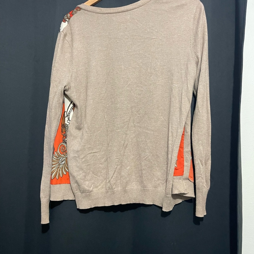 New York & Company Tan and Orange Women's Cardigan - Picture 3 of 3